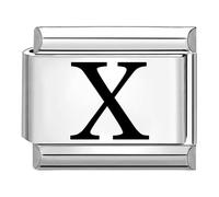 Quiges - 9 mm Laser grabado Italian Style Módulo Acero Inoxidable Alfabeto Letra Z Para Italiano pulseras