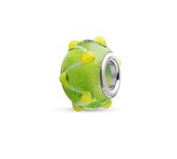 Quiges Abalorio de Cristal Murano Plata de Ley Hecho a Mano Verde Claro Brillar en la Oscuridad Charm para Mujer