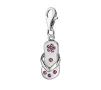 Quiges Charm con Cierre Chancla con Circonita Rosa Plateado Abalorios Joyería de Mujer