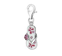 Quiges Charm con Cierre Colgante Chancla Mariposa Blanca Plata de Ley 925 Mujer para Pulseras Europeas