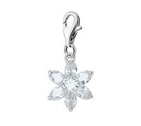 Quiges Charm con Cierre Colgante Flor de Zirconia Piedra de Nacimiento Abril Plata de Ley 925 Mujer para Pulseras Europeas