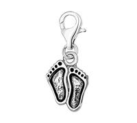 Quiges Charm con Cierre Colgante Huellas Plata de Ley 925 Mujer para Pulseras Europeas