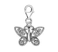 Quiges Charm con Cierre Colgante Mariposa Zirconia Plata de Ley 925 Mujer para Pulseras Europeas