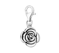 Quiges Charm con Cierre Plateado 3D Flor de Rosa Abalorios Joyería de Mujer