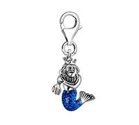 Quiges Charm con Cierre Plateado Neptuno Azul con Tridente Abalorios Joyería de Mujer