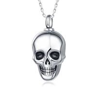 Quiges Memorial Urna de Cremación Colgante de Acero Inoxidable Craneal con Collar de Eslabones de Cadena Ajustable 46 a 52 cm