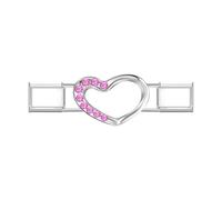 Quiges Módulo de dije de acero inoxidable de 9 mm, diseño de corazón de circonita rosa, para pulseras italianas