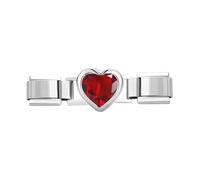 Quiges Módulo de dije de estilo italiano de 9 mm, acero inoxidable, corazón rojo para pulseras italianas, Acero inoxidable, No es una piedra preciosa