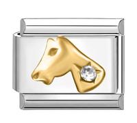 Quiges - Módulo de encanto de 9 mm de estilo italiano de acero inoxidable con circonita para pulseras italianas