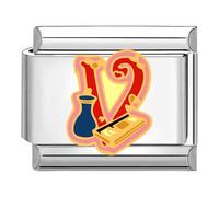 Quiges - Módulo de encanto de 9 mm estilo italiano con Colorido - alfabeto V de acero inoxidable para pulseras italianas Acero inoxidable