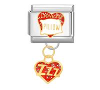 Quiges - Módulo de encanto de 9 mm estilo italiano con i Love My - Amo mi - Cojín colgante de acero inoxidable para pulseras italianas Acero inoxidable
