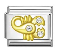 Quiges - Módulo de encanto de estilo italiano de 9 mm, acero inoxidable, circonio, horóscopo, escorpión para pulseras italianas, Zirconia cúbica