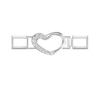 Quiges Módulo de encanto de estilo italiano de 9 mm, acero inoxidable, circonitas, corazón para pulseras italianas