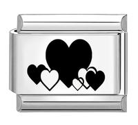 Quiges - Módulo de eslabones de estilo italiano de 9 mm, corazones de acero inoxidable para pulseras de estilo italiano, Acero inoxidable