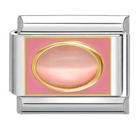 Quiges - Módulo de eslabones de estilo italiano de 9 mm de acero inoxidable rosa para pulseras de estilo italiano, Vidrio, No es una piedra preciosa