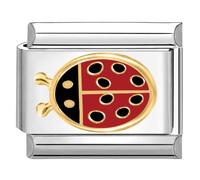 Quiges - Módulo de eslabones de estilo italiano de 9 mm, diseño de mariquita de acero inoxidable para pulseras de estilo italiano, Cobre