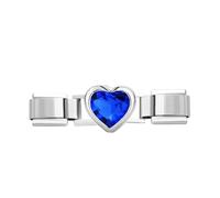 Quiges Módulo especial de eslabones de estilo italiano de 9 mm, acero inoxidable, corazón azul para pulseras de estilo italiano
