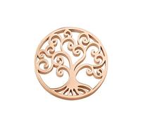 Quiges Mujer Moneda 25mm de Acero Inoxidable de Oro Rosa Árbol de la Vida para Collar Colgante Intercambiable