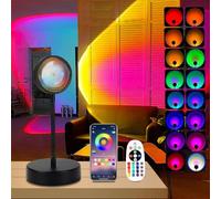 QUIGO Sunset Lamp Lámpara de proyección de luz LED color ajustable 360° rotación de la cabeza Visual romántica lámpara de arco iris con USB Smart Control App dormitorio decoración sala