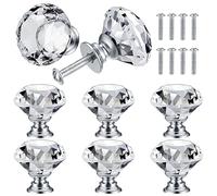 QUIIEOSKIA 8 Piezas Tiradores Armarios, Pomos Tiradores de Cristal,Pomo Puerta de Diamante, Tirador Muebl para Tiradores Cajones de Cocina - 30 mm
