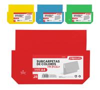 Quijote Paper World 16 Subcarpetas Cartulina 240gr/m2 colores básicos con bolsillo tamaño A4, 32 x 23,5 x 3 cm, para oficina, escolar, guardar archivos, almacenaje, azul, amarillo, rojo y verde, sobre