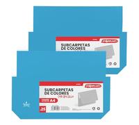 Quijote Paper World 50 Subcarpetas Cartulina 240gr/m2 colores básicos con bolsillo tamaño A4, 32 x 23,5 x 3 cm, para oficina, escolar, guardar archivos, almacenaje - AZUL