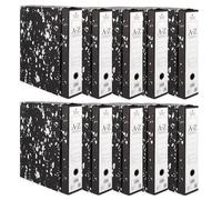 Quijote Paper World Archivadores A-Z de Anillas con Palanca, Diseño Jaspeado, A4, Lomo 75 mm, Negro, Cartón, Capacidad x, para Organizar Documentos - PACK 10 + CAJA