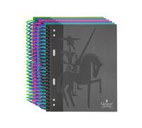 QUIJOTE PAPER WORLD CUADERNOS A5 FLÚOR - Tapa cartón forrado, bordes de color, 5x5mm, 120 Hojas, 90 gr, espiral metálica color, colegio, vuelta al cole, escolar, niños, juvenil, básicos, instituto,