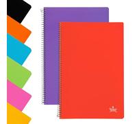 Quijote Paper World PACK 2 CUADERNOS SURTIDOS 80 hojas, 60 gr/m2, línea horizontal, 8 colores, 21.5x 31.5 cm, tapa blanda cartón, espiral metálica, para uso escolar y/u oficina.
