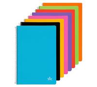 Quijote Paper World PACK 8 CUADERNOS 80 hojas, 60 gr/m2, 4X4, 8 colores, 21.5x 31.5 cm, tapa blanda cartón, espiral metálica, para uso escolar y/u oficina.