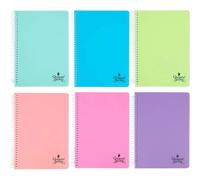 Quijote Paper World PACK CUADERNOS A5 - Espiral flexible, Rayas horizontales, Liso, pauta 2.5, 4x4 mm, Tapa Plástico, 80 Hojas, 90 gramos, colores pastel, vuelta al cole, niño, niña, escolar,