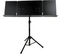 QUIK LOK - MS320 Atril Profesional de Orquesta Plegable de 3 Páginas, Soporte de Acero con Base de Trípode de Aleación de Zinc, Altura Ajustable de 75 a 129 cm