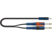 QUIK LOK - RKSA/140-1 MINIJACK ESTEREO/2 JACK MONO Cable Adaptador ROK SOLID, Minijack Stereo / 2 x Jack Mono, Color Negro, Longitud 1 mt