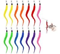 Quilax 14 piezas de juguete para gusanos de gato, rellenos interactivos de gusano de gato, cola peluda, gusano de gato con cascabeles, juguete de gusano de gato arco iris