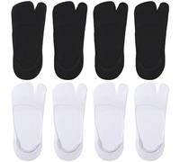 Quilax 4 pares de calcetines no Show Tabi, calcetines antideslizantes, calcetines de algodón para mujer, calcetines elásticos para mujer y hombre, talla 36-42, b, 35-42