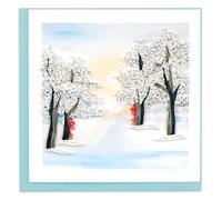 Quilling Card Tarjeta de felicitación 3D - Winter Wonderland Snow Covered Trees Merry Christmas Happy Holidays