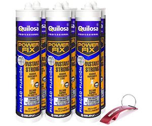 QUILOSA - Kit 6 adhesivo Quilosa MS Power Fix Instant Strong blanco 290ml Edición Especial Bricolemar con llavero abrebotellas de regalo