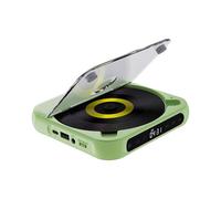 QUILSTM Reproductor de CD de Escritorio con Pantalla LED compacta y batería Recargable. Música para Llevar en casa: Disfruta de tu música en CD o USB de Forma inalámbrica, Verde, 135 x 135 x 25 mm