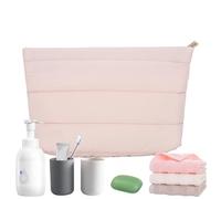 Quilt Makeup Bag, Casual Commuter Clutch, Quilted Pouch, Fashionable Makeup Organizer, 23x16cm/9.06x6.3 Inches, Vertical Square, Polyester, Wallet, Lipstick Traveling, Rosa, riferimento Alla