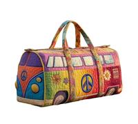 Quilted Cotton Travel Bag 3D Design Hippie Vibe Duffle Mushroom Print Weekender Weekend Trip(Color 7)