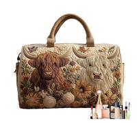 Quilted Duffle Bag - Travel Weekender Tote for Short Trips Storage | Soft Fabric Carry Bag with Zipper Closure Multiple Pockets, Lightweight Overnight Handbag for Yoga Beach Dance Hospital Airplane