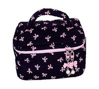 Quilted Makeup Bag, Aesthetic Cute Bow Pouch, Large-Capacity Cosmetic Holder, Reusable Travel Organizer for Toiletries & Beauty Needed (8.86x5.91x5.91 Inches)