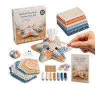 Quilted Sea Animal Starfish Tissue Box DIY Kit - Decorative Napkin Organizer - Paper Tissue Holder Sea Animal Sewing Kit - for Women Beginners Home Bedroom Bathroom Office Desk Living Room Vanity