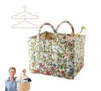 Quilted Storage Basket Boho Floral Print,Large Quilted Laundry Basket with Reinforced Handles,Soft Fabric Toy Organizer Bin for Nursery, Living Room, Dorm, Foldable Clothes Hamper (H)
