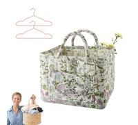 Quilted Storage Basket Boho Floral Print,Large Quilted Laundry Basket with Reinforced Handles,Soft Fabric Toy Organizer Bin for Nursery, Living Room, Dorm, Foldable Clothes Hamper (J)