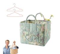 Quilted Storage Basket Boho Floral Print,Large Quilted Laundry Basket with Reinforced Handles,Soft Fabric Toy Organizer Bin for Nursery, Living Room, Dorm, Foldable Clothes Hamper (B)