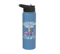Quilter Gift - Were More Than Just Quilting Friends Flamingo Stainless Steel Insulated Water Bottle