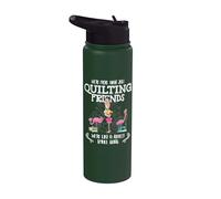 Quilter Gift - Were More Than Just Quilting Friends Flamingo Stainless Steel Insulated Water Bottle