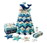 Quilting Art Crafting Set - DIY Coastal Christmas Tree Desk Decor Kit