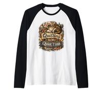 Quilting Is My Quiet Time Gato Patchwork Camiseta Manga Raglan
